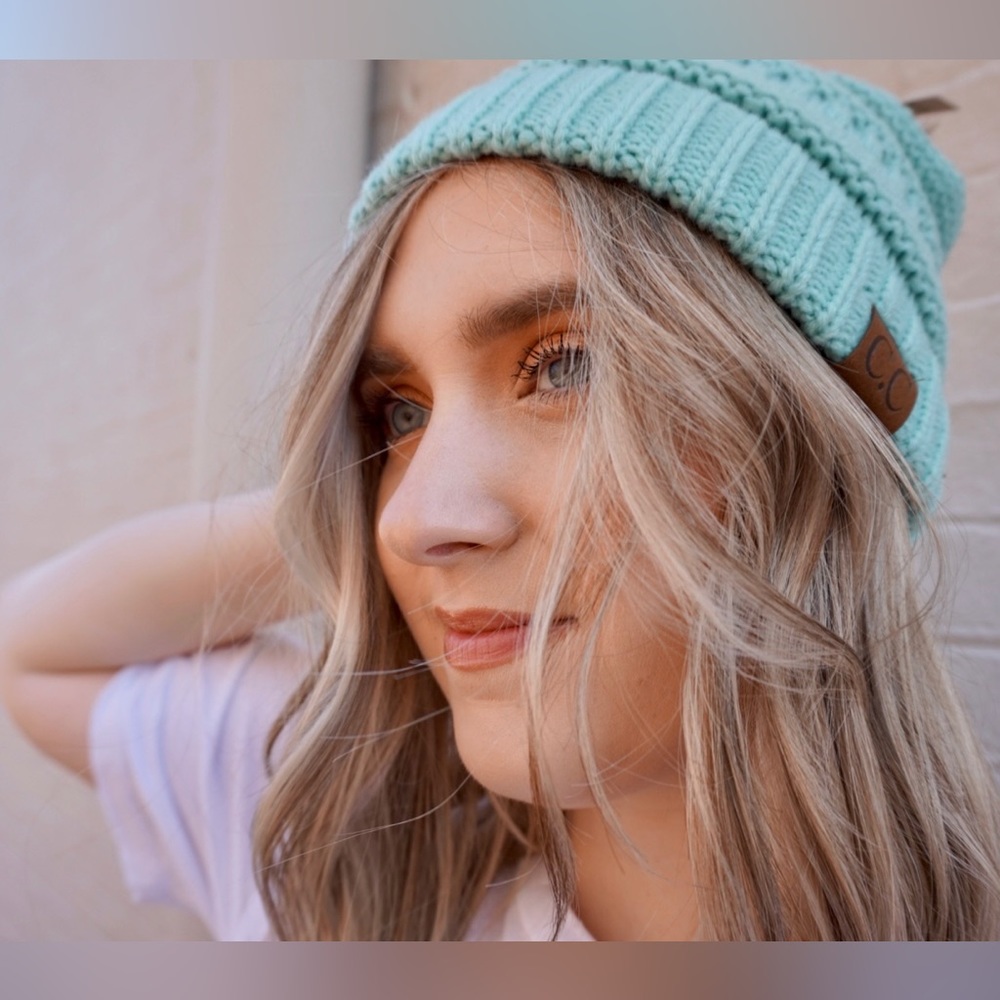 New C.C Thick Lined Knit Pom Beanie